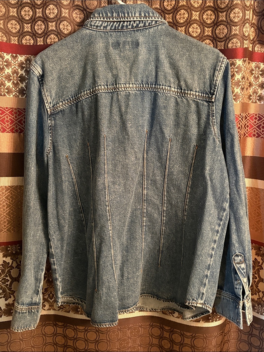 Loft Light Wash Denim Snap front Shirt with seam detail - Picture 5 of 6